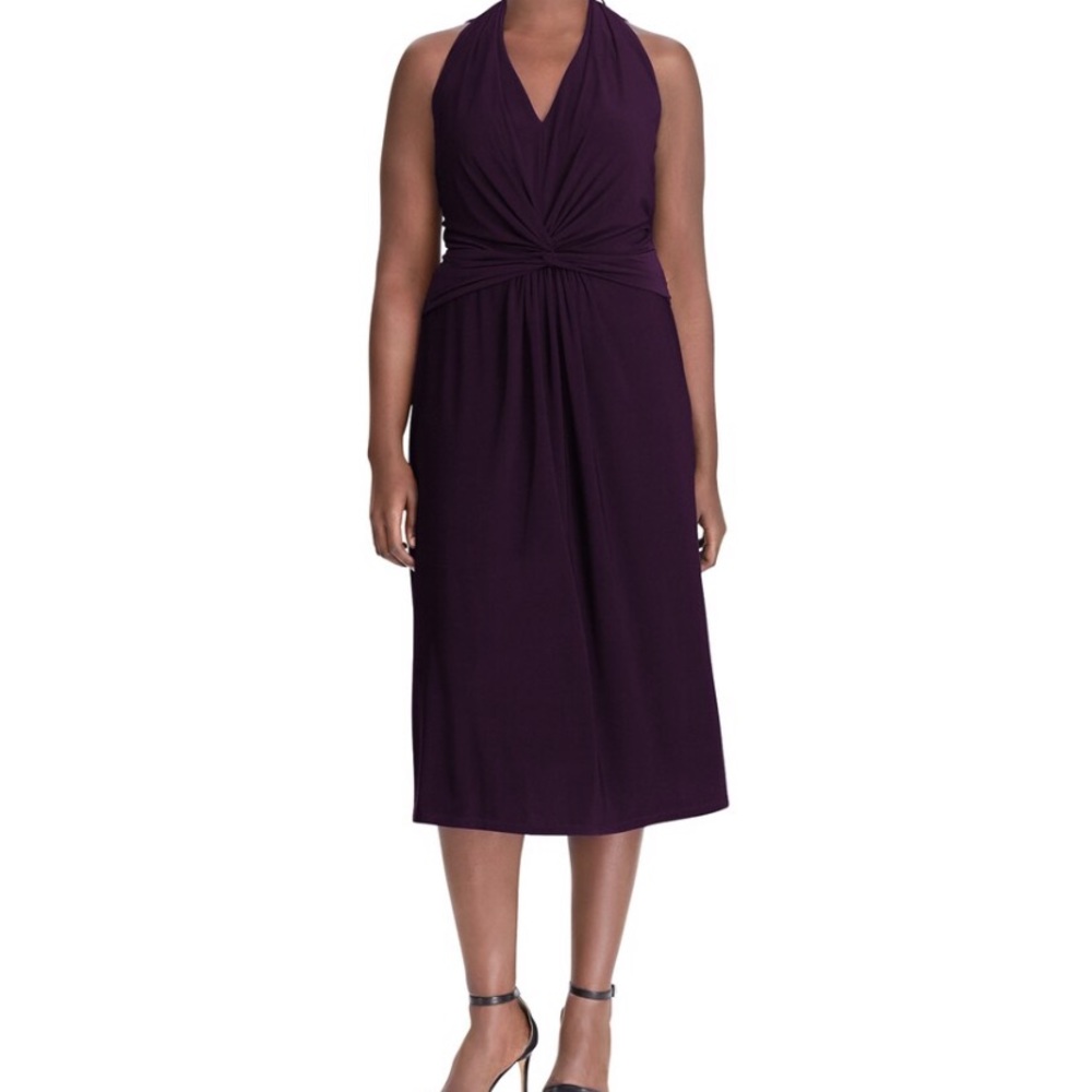 Chaps Womens Knot Front Fit & Flare Midi Dress